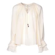 Witte Katoenen Blouse met Ruches Chloé , White , Dames