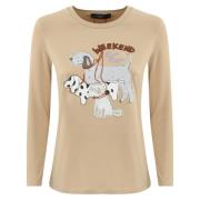 Lange mouwen katoenen T-shirt met print Max Mara Weekend , Brown , Dam...