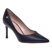 Court shoes in black leather Baldinini , Black , Dames