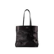 Zwarte Leren Shopper Tas Ami Paris , Black , Unisex