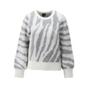 Stijlvolle pullover O-hals trui K-Design , Gray , Dames