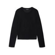 Lange Mouw Crew Neck Modal Cashmere Tee Anine Bing , Black , Dames