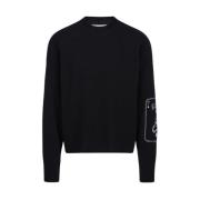 Geborduurde Logo Crew-neck Sweater Iceberg , Black , Heren