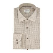 Beige Business Overhemd met Print Eterna , Beige , Heren