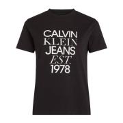 Zwart Logo Print Katoenen T-Shirt Calvin Klein , Black , Dames