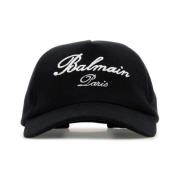 Klassieke Zwarte Katoenen Baseballpet Balmain , Black , Heren