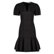 Wollen Jurk met Sweetheart-halslijn en Geplooide Rok Nina Ricci , Blac...