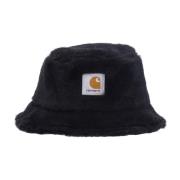 Zwarte Bucket Hat met Synthetische Bontvoering Carhartt Wip , Black , ...