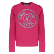 Framboos Katoenen Sweatshirt met Voorprint Versace Jeans Couture , Pin...