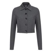 Korte Shirt Kraag Knoop Jas Grijs Pinko , Gray , Dames