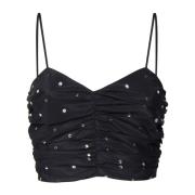 Zwarte Limousine Crop Top met Studs Pinko , Black , Dames