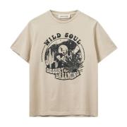 Licht Zand T-shirt met Slimme Print Sofie Schnoor , Beige , Dames