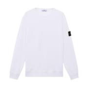 Geribbelde Crewneck Geborsteld Katoen Fleece Sweater Stone Island , Wh...