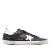 Zwarte Leren Sneakers Vintage Stijl Golden Goose , Black , Heren