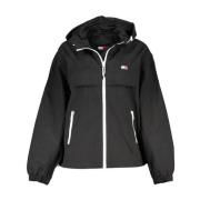 Zwarte Nylon Hooded Sportjas Tommy Hilfiger , Black , Dames