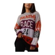 Race Sweater Dames Trui Grijs Amaya Amsterdam , Multicolor , Dames