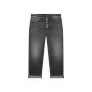 Zwarte Loose Fit Enkel Lengte Jeans Dondup , Black , Dames