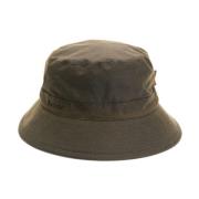 Gewaxte Katoenen Bucket Hoed Groen/Bruin Barbour , Brown , Heren