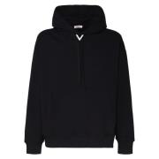 Zwarte Katoenen Hoodie Kangoeroezakken Valentino Garavani , Black , He...