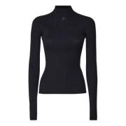 Zwarte Wol Katoen Trui Courrèges , Black , Dames