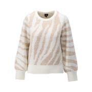 Stijlvolle pullover O-Hals Z843 K-Design , Beige , Dames