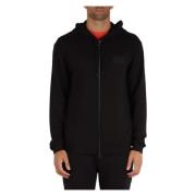 Hoodie met rits in modalmix Emporio Armani EA7 , Black , Heren