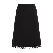 Geborduurde Franjes Midi Rok Maliparmi , Black , Dames