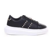 Zwarte Leren Sneakers met Zijtassen Just Cavalli , Black , Dames