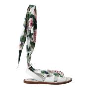 Bloemenprint Enkelwikkel Sandalen Dolce & Gabbana , Multicolor , Dames