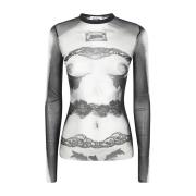 Gedrukte Mesh Lange Mouw Top Jean Paul Gaultier , Multicolor , Dames