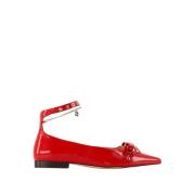 Rode Synthetische Juweel Ballerina Eyelets Ganni , Red , Dames