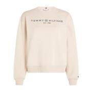 Moderne Logo Crew Neck Sweatshirt Tommy Hilfiger , Beige , Dames