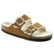 Luxe Shearling Suède Slippers voor Vrouwen Birkenstock , Brown , Dames