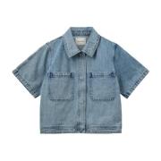 Denimblauwe shirt met korte mouwen Sofie Schnoor , Blue , Dames