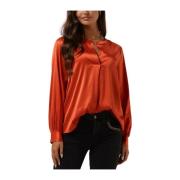 Oranje Satijnen V-hals Blouse MOS Mosh , Orange , Dames