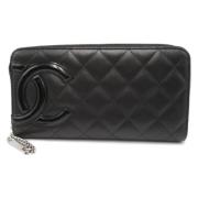 Pre-owned Leather wallets Chanel Vintage , Black , Dames