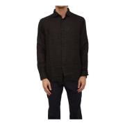 Zwart Stof Shirt Paolo Pecora , Black , Heren