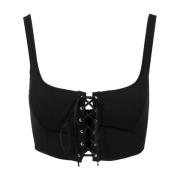 Zwarte Bustier Top Vierkante Halslijn Aniye By , Black , Dames