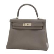 Pre-owned Leather handbags Hermès Vintage , Gray , Dames