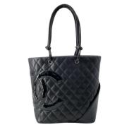 Pre-owned Leather totes Chanel Vintage , Black , Dames