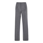 Grijze Wol Cachemire Geborstelde Flanel Broek PT Torino , Gray , Dames