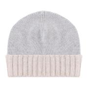 Geribbelde Beanie Muts in Grijs en Zand Eleventy , Beige , Heren