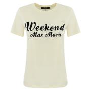 Katoenen T-shirt met Frontprint Max Mara Weekend , White , Dames