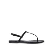 Cassandra Patentleren T-Band Sandalen Saint Laurent , Black , Dames