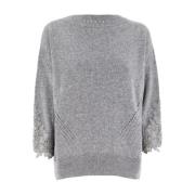 Elegant Floral Lace Sweater Ermanno Scervino , Gray , Dames