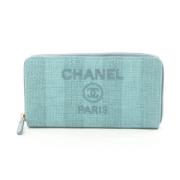 Pre-owned Leather wallets Chanel Vintage , Blue , Dames