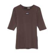 Bruin Logo Katoenen T-shirt Dames Rotate Birger Christensen , Brown , ...