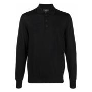 Wollen Polo Shirt Emporio Armani , Black , Heren