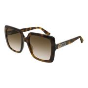 Havana/Bruin Shaded Zonnebril Gucci , Brown , Dames