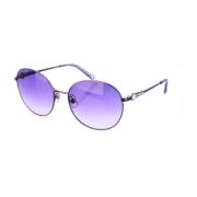 Violet Ovale Zonnebril met Kristal Details Swarovski , Purple , Dames